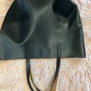 Elegant Black Leather Tote Bag
